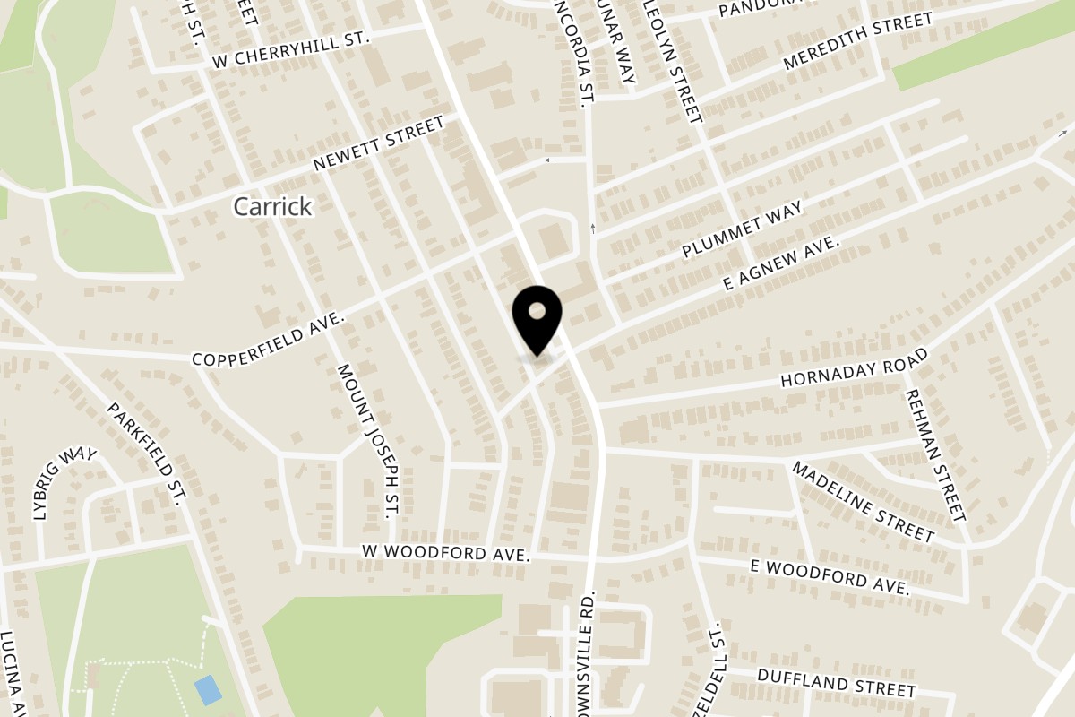 Map showing the location of Fish & Chicken Boss on 1926 Brownsville Rd in Pittsburgh